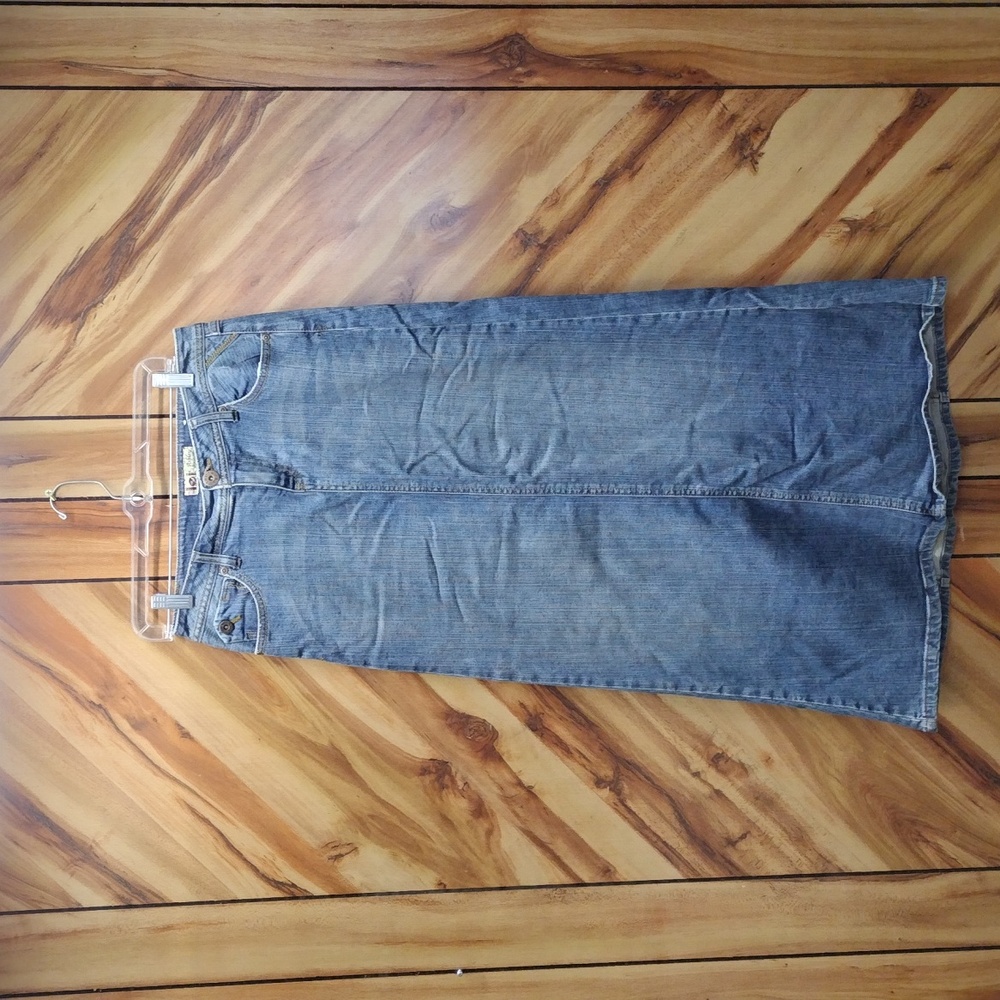 Vintage Denim Skirt Blue Jean Maxi Lei Ultra Lowrise - Picture 1 of 8